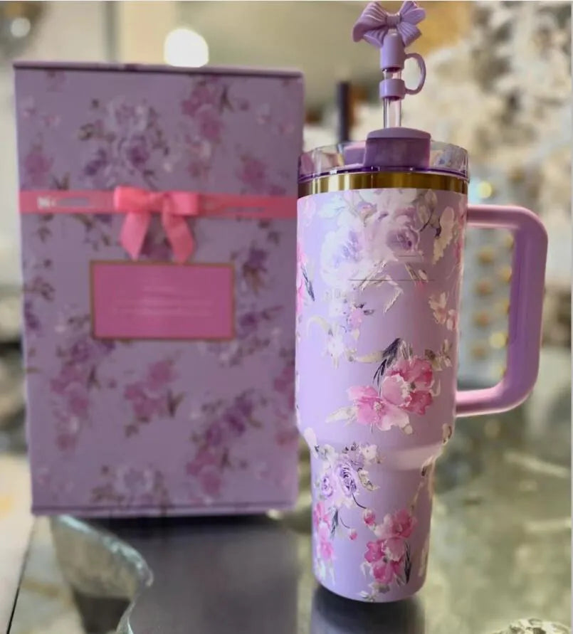 STANLEY FLORAL PRINTED TUMBLER (PURPLE FLOWER)